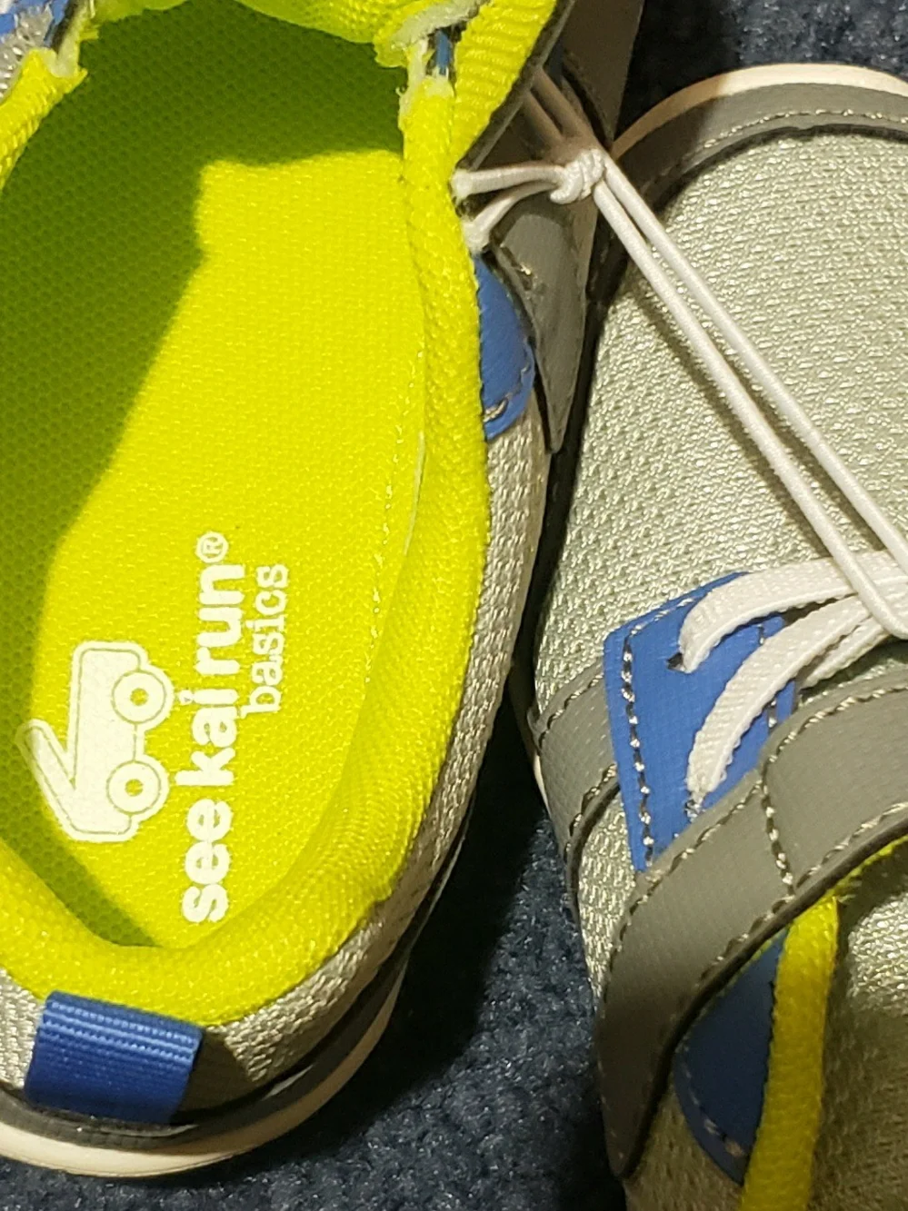 See Kai Run Gray, Blue & Neon Yellow Kids' Hook-and-Loop Sneakers